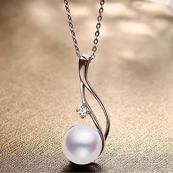 Jewelry - Elegant White Pearl Pendant Necklace, Sterling Silver
